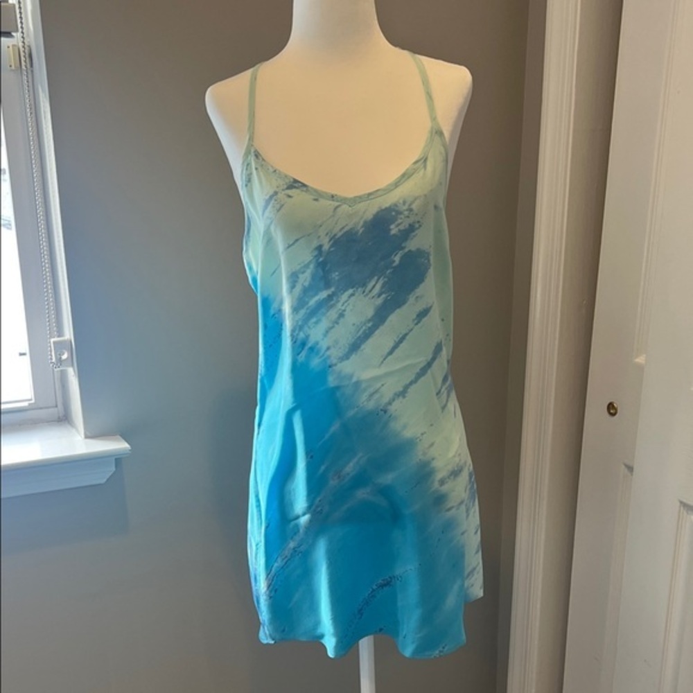NWOT Blue and White Tie-Dye Silk Dress Size XS - Picture 1 of 6